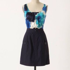 Anthropologie Blue Watercolor Floral Top Dress, 2